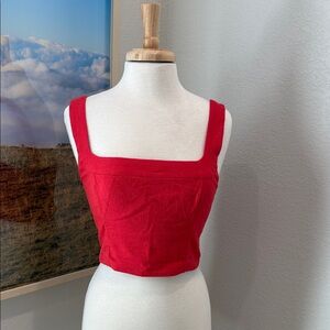 Abercrombie & Fitch Red Square Neck Crop Top